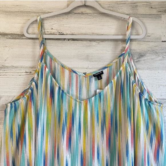 🍁 NWT Torrid 5X Sophie Crinkle Gauze Swing
Cami Blue Multicolor 12870271 - Picture 4 of 12